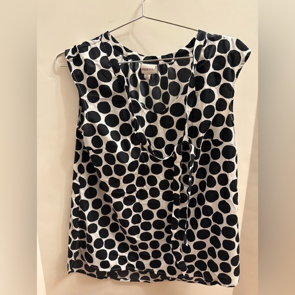Merona Black & White Polka Dot Sleeveless Blouse Size S - Picture 2 of 6